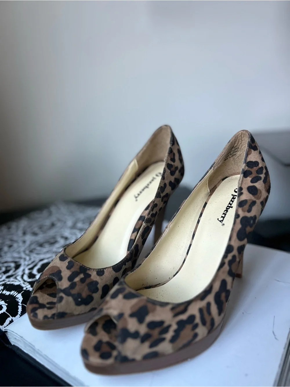 Leopard Print Peep-Toe Pumps - Brown/Black Jazzberyy 9 Leopard Print Platform Hi